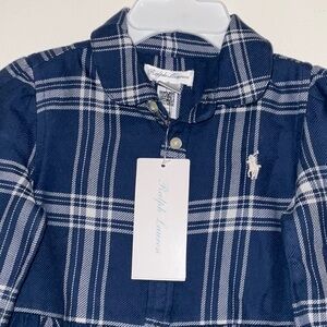 RALPH LAUREN 2pc.TODDLER GIRL BLUE PLAID DRESS & BLOOMERS SET 100%COTTON
24M NWT